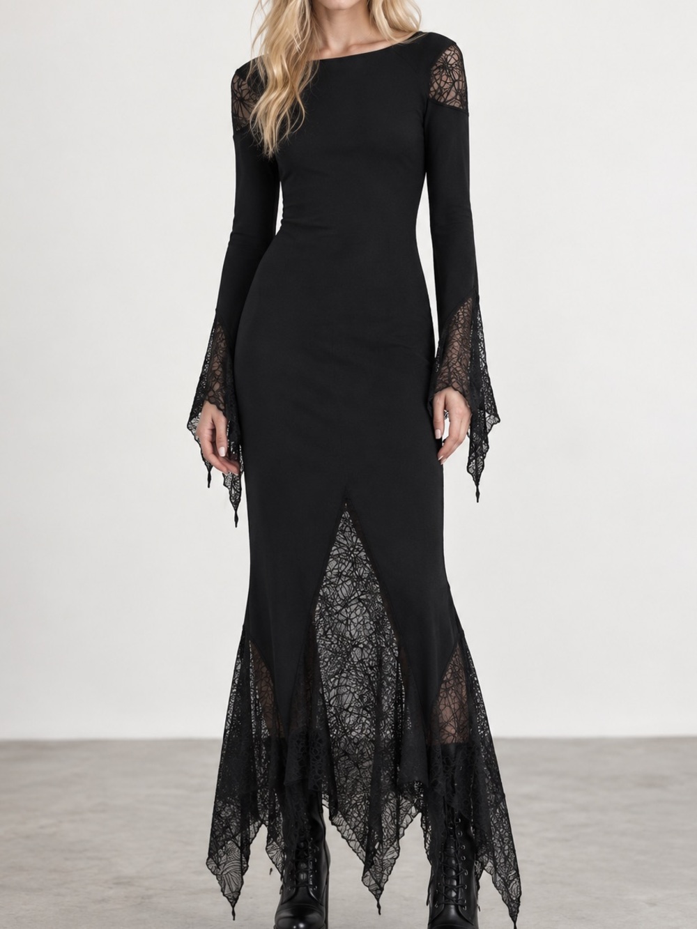 Killstar Spiderella Black Maxi Dress Large